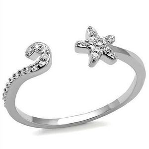 Crystal CZ Flower Swirl Wrap Ring Size 9